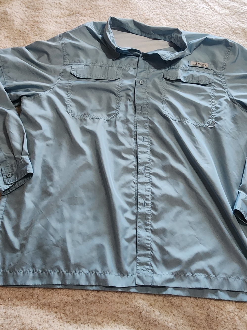 Habit Brand Outdoor Fishermen Light Blue Men's Lightweight Button-Up Jacket 2xl